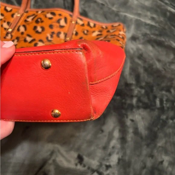 MCM Tan and Red Leopard Tote - Picture 4 of 12